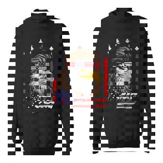 4Th Of July Merica Usa Flag Bald Eagle Patriotic Fighter Jet Sweatshirt - Seseable