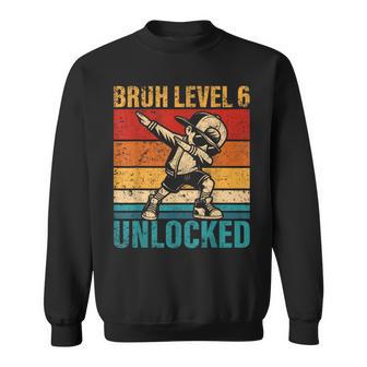 6 Years Old Birthday Dabbing Boy Bruh Level 6 Unlocked Sweatshirt - Thegiftio UK