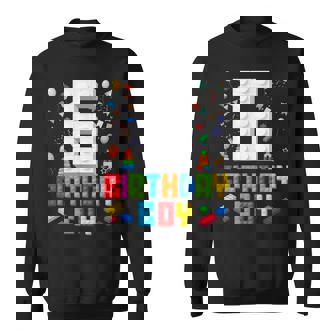 6Th Birthday Boy Master Builder 6 Years Old Building Block Sweatshirt - Thegiftio