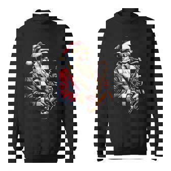 American Santa Playing Saxophone Xmas Jazz Christmas Musical Sweatshirt | Seseable UK