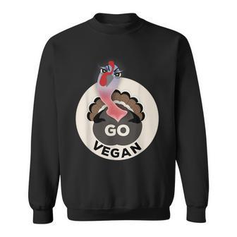 Angry Turkey Joke Go Vegan Thanksgiving Dinner Sweatshirt - Monsterry
