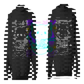 Anime Ramen Cat Japanese Retro Noodles Aesthetic Kawaii Cat Sweatshirt - Thegiftio UK