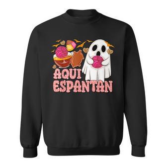 Aqui Espantan Cute Ghost Spanish Halloween Spooky Ghost Sweatshirt - Monsterry