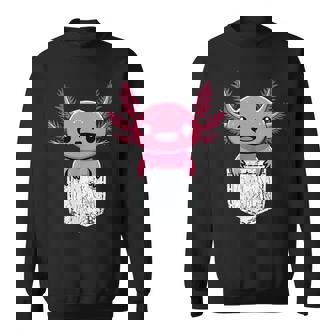 Axolotl Cute Kawaii Pocket Axolotl Sweatshirt | Mazezy
