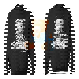 Baby Boy Teddy Bear Baby Shower Gender Reveal Sweatshirt - Seseable