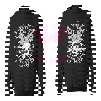 Bad Two The Bone Skull With Pink Bow For Halloween Sweatshirt | Seseable UK