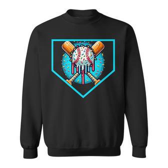 Baseball Home Plate Drip Ice Cream Softball & Baseball Sweatshirt - Thegiftio UK