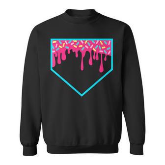 Baseball Ice Cream Dripping Baseball Home Plate Drip Sweatshirt - Thegiftio UK