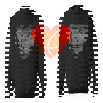 Basketball Heart Valentines Day I Love You Emoticon Sweatshirt - Monsterry