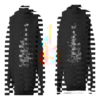Bass Guitar Instrument On Colorful Painted Bass Guitar Sweatshirt - Monsterry