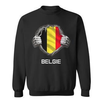 Belgium Belgie Flag Heart Fan Jersey Sweatshirt - Seseable