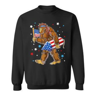 Bigfoot 4Th Of July Usa Flag Fireworks Sweatshirt - Monsterry DE
