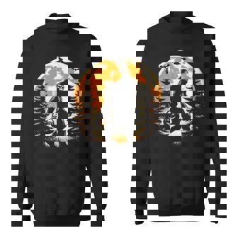 Bigfoot Halloween Trick Or Treat Sasquatch Witch Bat In Moon Sweatshirt | Seseable UK