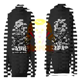 Black Cat Halloween Party Cat Lovers Retro Scary Halloween Sweatshirt | Seseable UK