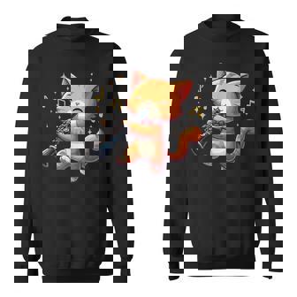 Bonito Diseño De Gato Para Los Amantes De Los Gatos Tocando Clarinete Camisa de entrenamiento - Regaloses