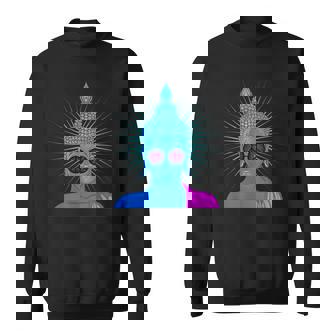 Bouddha Psychédélique En Forme De Signe De Paix Hippie Avec Lunettes Arc-En-Ciel Sweater e - Cadeauxyz