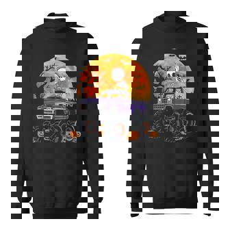 Boy Halloween Monster Truck Skeleton Pumpkin Halloween Sweatshirt | Mazezy