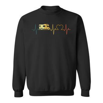 Caravan Heartbeat Retro Womo Ecg Camping Heart Sweatshirt - Geschenkecke