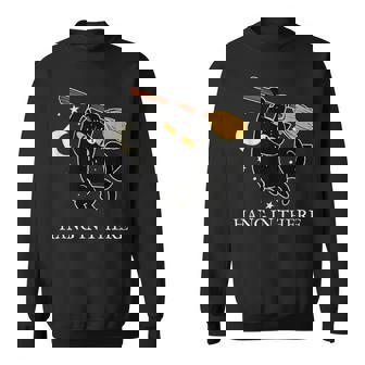Cat Cute Witch Halloween Hang In There Witchy Sweatshirt - Monsterry