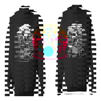 Cat Playing Drums Drummer Novelty Music Lover Drummer Sweatshirt | Seseable UK