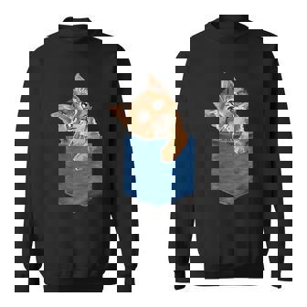 Cat In Pocket Coming Out Cute Cat Peeking In Pocket Kitty Sweatshirt - Monsterry