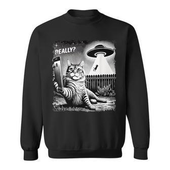 Cat Selfie Ufo & Alien Echt Jetzt Really Sweatshirt - Geschenkecke