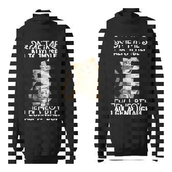 Cat Sometimes I Talk To Myself Then We Both Laugh And Laugh Sweatshirt | Mazezy