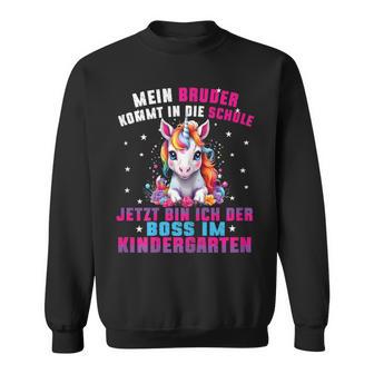 Children's My Brother Comes In Die Schule Boss Im Kindergarten Sweatshirt - Seseable