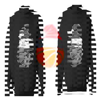 Christmas Basketball Ball Santa Hat Xmas Boys Sport Sweatshirt - Monsterry