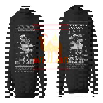 Christmas Camel Santa Hat Ugly Christmas Sweater Sweatshirt | Mazezy