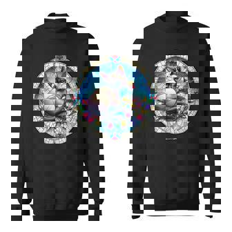 Christmas Cat Siamese Seal Point Stained Glass Effect Tank Top Sweatshirt - Monsterry