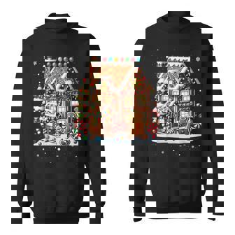 Christmas Gingerbread House Candy Cane X-Mas Pajamas Party Sweatshirt | Mazezy