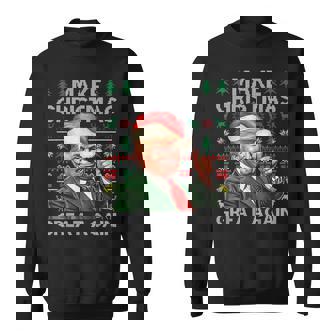 Make Christmas Great Again Trump Xmas Snow Pajama Ugly Sweatshirt - Seseable