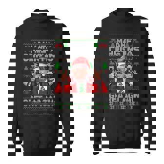 Make Christmas Great Again Trump Xmas Snow Pajama Ugly Sweatshirt - Monsterry