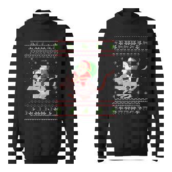 Christmas Santa Riding Rat Ugly Xmas Sweater Sweatshirt - Thegiftio