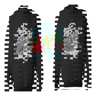 Christmas Zoo Animal Exotic Bird Snowman Snowflake Flamingo Sweatshirt - Monsterry