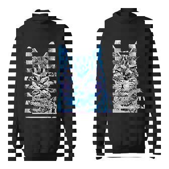 Colorful Cat Face Smug Angry Attitude Cat Lovers Tank Top Sweatshirt - Monsterry