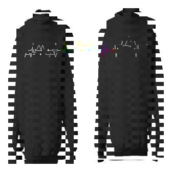 Colorful Heartbeat Cat Lover Animal Silhouette Cute Cat Sweatshirt - Thegiftio UK