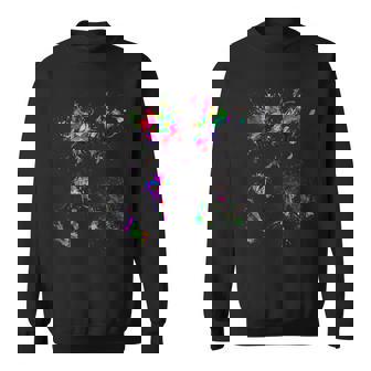 Colorful Paint Splatter Finger Painting Oil Painting Artists Sweatshirt - Monsterry