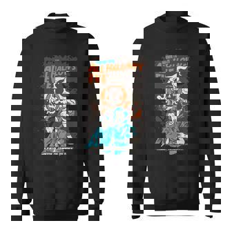 Cool Vintage Design Featuring a Couple Running From Pumpkins Sweatshirt - Monsterry