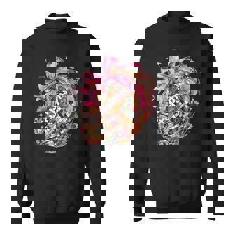 Coquette Bow Disco Football Game Day Touchdown Season Sweatshirt - Thegiftio