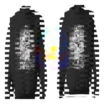 Cosmic Space Wolf Wolves Family Howling Night-Time Reunion Sweatshirt - Monsterry