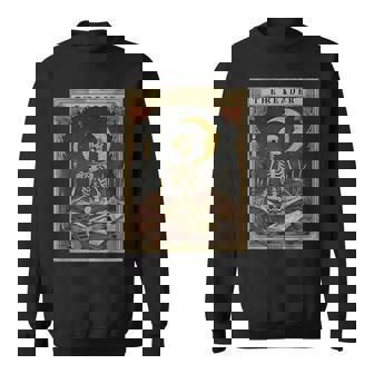 Cottagecore Skeleton Aesthetic Tarot Card The Reader Graphic Sweatshirt - Thegiftio UK