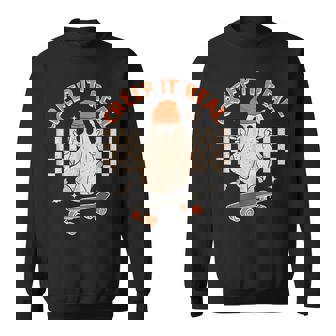 Creep It Real Skateboarding Ghost Retro Halloween Costume Sweatshirt - Monsterry