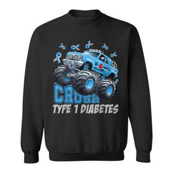 Crush Type 1 Diabetes Awareness T1d Warrior Monster Truck Sweatshirt - Thegiftio UK