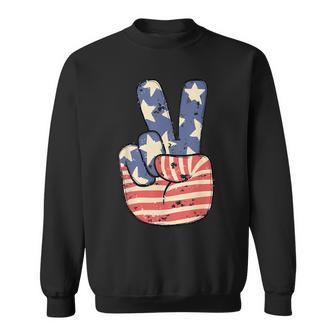 Cute America Peace American Flag Peace Sign Hand 4Th Of July Sweatshirt - Monsterry UK