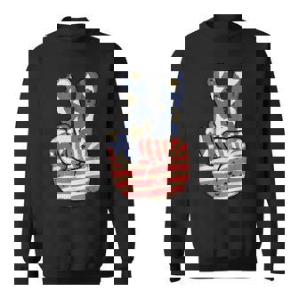 Cute America Peace American Flag Peace Sign Hand 4Th Of July Sweatshirt - Monsterry
