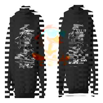 Cute Dachshund On A Skateboard Wiener Dog Sweatshirt - Seseable