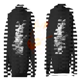 Cute Rabbit With Guitar Animal Guitar Bunny Playing Guitar Sweatshirt - Thegiftio UK