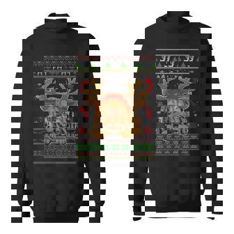 Cute Reindeer Persian Cat Xmas Lights Ugly Christmas Sweater Sweatshirt - Thegiftio